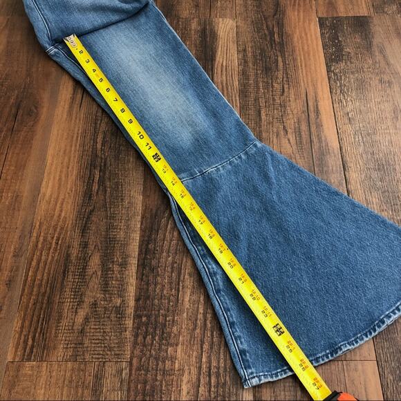 Frame Denim Flounce Flare Jean Crop High Rise Size 24 Copeland Blue Medium Wash - Picture 14 of 16